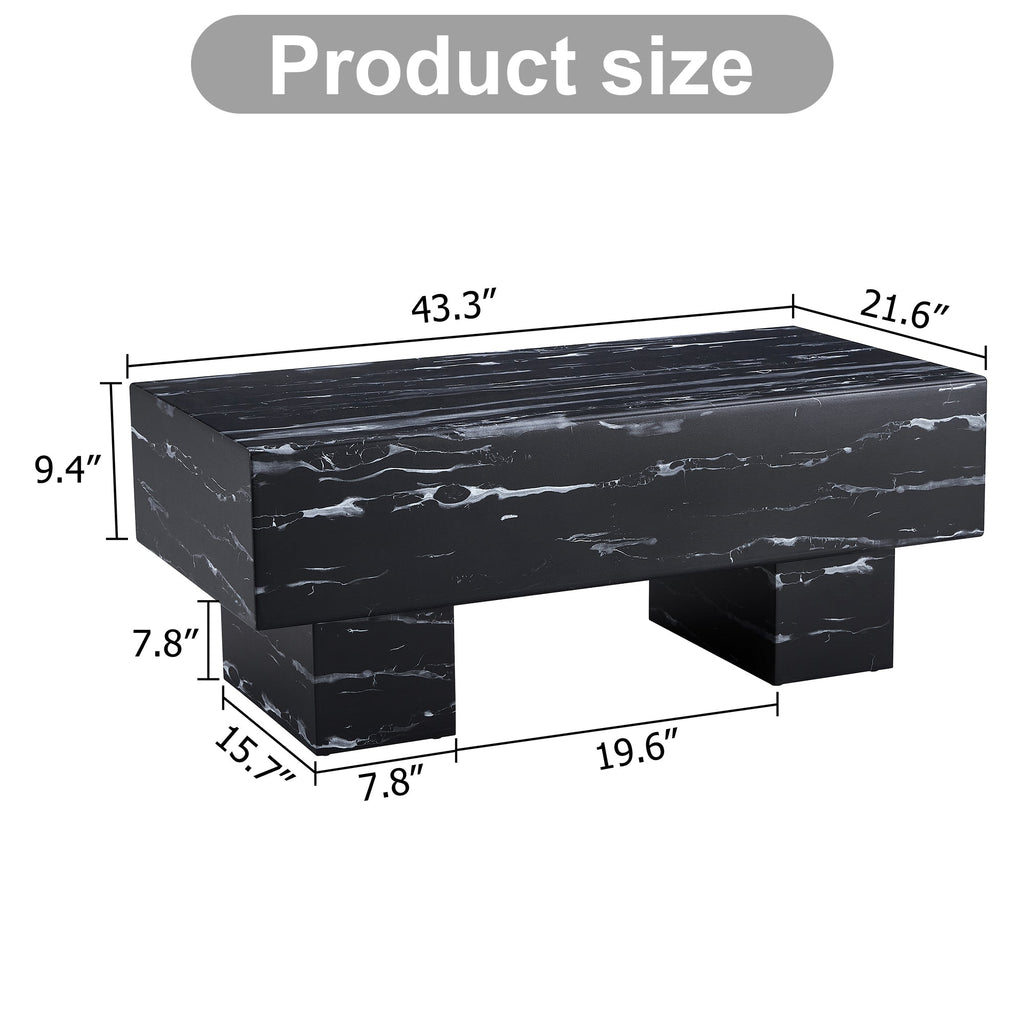 Coffee Table - Modern Simple Black Marble Texture MDF -