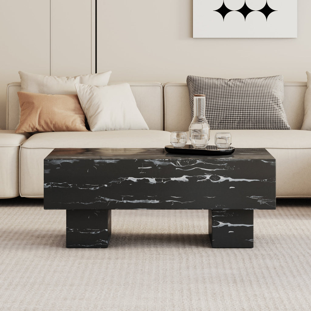 Coffee Table - Modern Simple Black Marble Texture MDF -