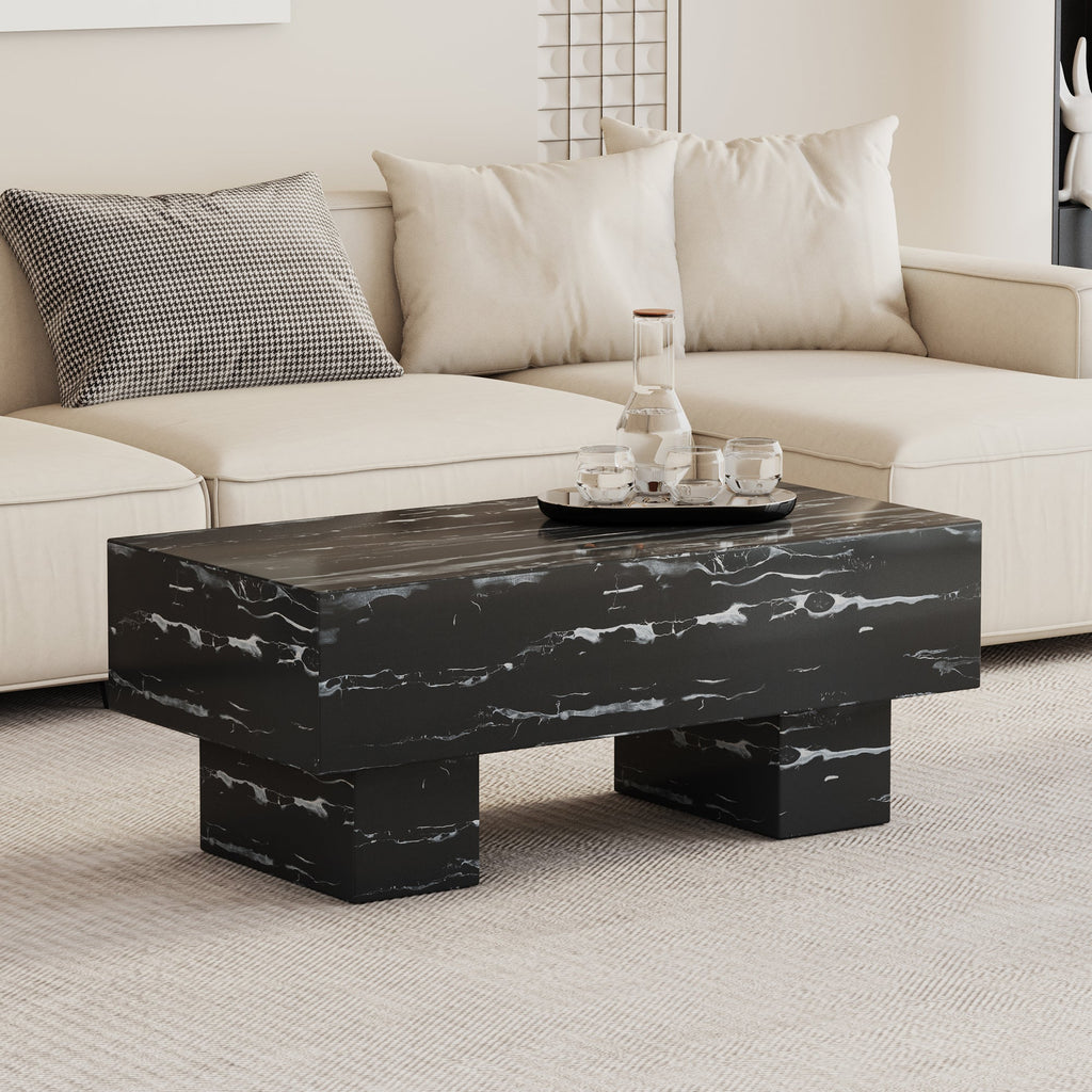 Coffee Table - Modern Simple Black Marble Texture MDF -