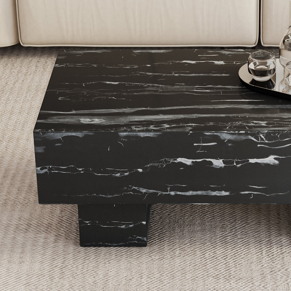 Coffee Table - Modern Simple Black Marble Texture MDF -